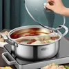 Thermal Cooker Home Gas Induction Chinese Pot Divided Mandarin Duck Stainless Steel pot Fondue Chinoise Cooking Thick Bottom Pots 230311