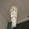 Chandeliers Multi Layers Long Crystal Chandelier Staircase Light AC110V 220v Luxury El Lobby Cristal Hanglampe