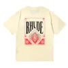 23SS RHUDE Tシャツデザイナー高品質メンズT春秋のTシャツレタープリント半袖米国サイズM-XXL F6NY