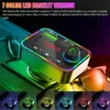 F4 Cargador de coche Transmisor FM Dual USB Carga rápida Puertos PD Manos libres Receptor de audio Reproductor de MP3 Luces de ambiente coloridas con caja al por menor