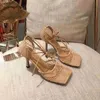 Vrouwen sandalen hoge sandaal damesschoenen binden ontwerpers hakken prima met dikke bruiloftsfeest zomer sexy bruiloften jurk maat 35-42 met doos!
