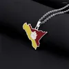 Chains Enamel Trendy Italy Sicily Map Flag Pendant Necklace For Women Men Titanium Steel Gold Silver Color Ethnic Party Charm Jewelry