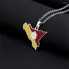 Chaînes Émail À La Mode Italie Sicile Carte Drapeau Pendentif Collier Pour Femmes Hommes Titane Acier Or Argent Couleur Ethnique Partie Charme Bijoux