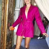 Damenanzüge Blazer England-Stil Slim Plissee Rosa Schwarz Frauen Einreiher Marke 2023 Frau Frühling Herbst Mode Korsett BlazerWome