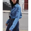 Blusas femininas camisa jeans feminina moda de moda chique chique coreano solto manga longa colarinho de colarinho de colarinho lady lady blue blue blue blue