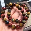 Strand Natural Tiger Eye Stone Buda Bracelet Bangle da moda para homens homens vermelhos amarelo azul cores mistas Linha de mão 8 10 12 14 14 16mm