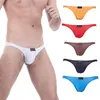 Underpants 5PCS Men's Sexy Underwear Low Waist Bikini Briefs Breathable Thongs G-String Knickers Exotic Solid