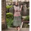 Abbigliamento etnico Stampa vintage Abaya per le donne Maxi abito musulmano Dubai Turchia Caftano Malesia Abito arabo Islamico Medio Oriente Abaya Caftano