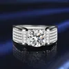 S925 Sterling Silver Ring Stones Moissanite Artificial Diamond Big Men's Ring Explosive Live Broadcast Bron