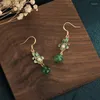 Stud Earrings 2023 Fashion Chinese Imitation Jade Drop For Women Enamel Orchid Delicate Wedding Party Jewelry
