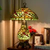 Tafellampen Woerfu 40 cm Tiffany Lamp European Dragonfly Lampshade Licht Creative Bar Cafe glas in lood Glas