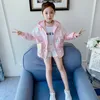 Jackor Fashion Letter Jacket For Girls Summer Sun Protection Coat Big Kids Ytterkläder Casual Children's Clothing 5 6 8 10 12 14 Year 230311