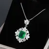 Halsbandörhängen Set Luxury Green Jewelry S925 Needle Imitation Emerald-Colored Antique Ring Pendant Gift of Three Vintage