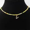 Choker Chokers Perles Colorées Femmes Initial Minuscule Zircon Lettre Pendentif Collier Collier Charme À La Main Femme Bijoux Boho AccessoiresChokers