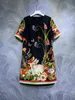 Платье 2023 Дизайнерская модная принт для животных ручной работы в ручной работы весна и летнее рукав с коротким рукавом.