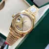 Med original Box 41mm Mans Woman Luxury Watch Datejust Datum President 18K Gold Diamond Dial Asia 2813 Rörelse Mekanisk automatisk mans klockor Montre de Luxe 88