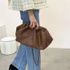 Weaving Leather Pouch Handbag 2019 Soft Hand Fashion Clutch Evening Party Purse Women Stor Ruched Cloud Bag Q1208 M1MY#224Y