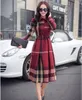 Women Casual Dresses New A- line Large Hem Plaid Printed Long-Sleeved Dress Designer Slim T-Shirt Tops