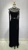 Casual Dresses Women Luxury Black Diamond Crystal Beading Maxi Long Dress Split Extra Sleeve Prom Gown Celebrity Evening Party Stage