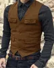 Men's Vests Men's Suit Vest Brown Burgundy Herringbone Wool Tweed Vintage Steampunk Waistcoat Formal Business Vests for Men Wedding 230311