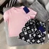 어린이 옷 세트 짧은 소매 티셔츠 반바지 정장 캐주얼 소년 여자 여자 문자 인쇄 tshirts 바지 어린이 청소년 티 셔츠 고급 유아 브랜드 의류