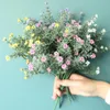 Decorative Flowers DIY Flocked Babysbreath Bouquet Green Grass Plants Artificial Flower Colorful For Lawn Fake