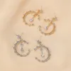 Pendientes de pendientes Estrellas Fashion For Women Dangle Moon Cz Round Jewelry Tendy Parring