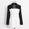 Women's Suits & Blazers Women Black Contrast Color Pocket Blazer Lapel Long Sleeve Single Button Loose Fit Jacket Fashion Tide Spring Autumn