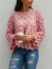 Camisas femininas 2023 Autumn European e American Knitwear Women Sweater Sweater Loose Hollow Shirt Roupas Boutique