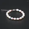 Bracelets de charme Perles d'eau douce naturelles Alerte avec argile colorée Silicone Spacer Bracelet de perles réglable pour femme