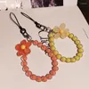 Keychains Mobile Phone Lanyard Portable Ins Wind Hand-beaded Crystal Keychain For Women Short Anti-lost Wrist Rope Macaron Color Beads