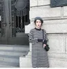 Casual Dresses JuneLove Women Autumn Long Sleeve Sweater Dress Vintage Striped Female Loose Maxi Street Lady Knitted Vestidos