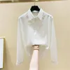 Bloups feminina camisas Camisa Blanca Mujer mangá larga miçanzia branca feminina fêmea de manga longa Design de chiffon