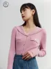 Damesbreien T Tees Dushu College Style Navy Collar Brearwear Early Spring Sweet Color Contrast Tops Pink Vneck Cardigan For Women 230311