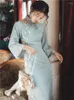 Повседневные платья Rosewans Retro Elegant Temprament Heavy Industry Emelcodery Cheongsam Long Dress Women Girl Flimming осени Вестидос де де де де