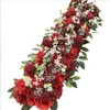 Artificial flowers Table Runner Wedding flower row 1 meter long scene layout for Wedding Party Decorations