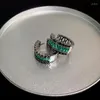 Hoop oorbellen Elegant Emerald Green Volledig zirkon voor vrouwen Zwarte kleurenbetrokkenheid Valentijnsdag Gift Jewelry