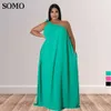 Plus storlek klänningar kvinnor kläder sommarklänning sexig ärmlös fast färg maxi lång rygglös grossist dropshipping 230307