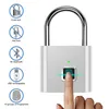 Dörrlås Svart silver USB Uppladdningsbar dörr Smart Lock Fingeravtryck Hänglås Snabbupplåsning Zinklegering Metall Hög identifiering Säkerhetslås 230311