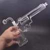 Partihandel 12Inch Lenght Glass Smokig Pipe Gun Shaped Unqiue Glass Oil Burner Hookah Recycler Ash Catcher Dab Oil Rigs With Downstem Oil Burner Pipe Billigast