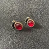 Stud -oorbellen retro trendy ronde Red Red Resin dames geometrische cabochon plastic kleine mode pendientes mujer sieraden