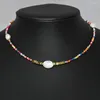 Chains KBJW Originele minimalistische echte parel ketting gemengde multicolor glazen kralen zomerchoker barokke sieraden 2023