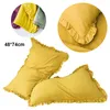 Pillow Case Japanese Style Washed Cotton Lotus Leaf Lace 1 Pair Pillowcase Brief Soft Solid Color Cover
