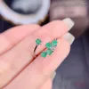 Cluster Rings Natural Emerald Ring 925 Sterling Silver Fashionable Female Wedding Engagement Oval Cut 3x3 mm