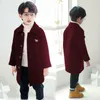 Coat Boys Woolen Autumn Plus Cotton Solid Turn Collar Fashion Long Outerwear Kids Clothes Children's Wool Blends 230311