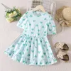 Robes de fille Toddler Girls Short Sleeve St. Patric.k's Day Floral Printed Ruffles Princess Dress Casual Taille 8