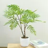 Decorative Flowers 55cm Fake Palm Tree Artificial Plants Potted Plastic Fern Bramch Silk Eucalyptus Leafs Desktop Bonsai For Home Office