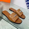 luxury latest Fashion womens Slippers Top Quality sexy designer slipper Casual genuine leather round toes beach flat shoes Classics Buckle Career solid women sanda