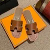 Designer Slides Sandals Women Beach Slippers Genuine Leather Classic Brand Luxury Summer Oran Sandals Men Women with Dust Bag Size EU35-42