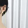 Hoop Earrings Gold Color Ear Bone Clip For Women Sweet Exquisite Sparkling Tassel Pendant Crystal Cuff Earring Wedding Jewelry